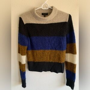 Rag & Bone sweater women’s Merino Mohair Alpaca Blend XS Navy Brown Beige